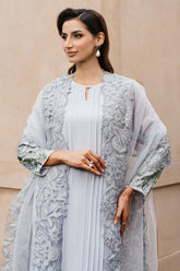Natasha Kamal - MEYER - light grey blue - Georgette Chiffon, Silk & Net - 3 Piece